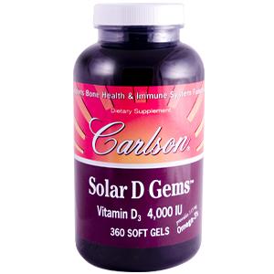 Solar D Gems provides the natural form of vitamin D3 for people who do not get enough from the sun. This is the only form our bodies make when our skin is exposed to the sun's rays..